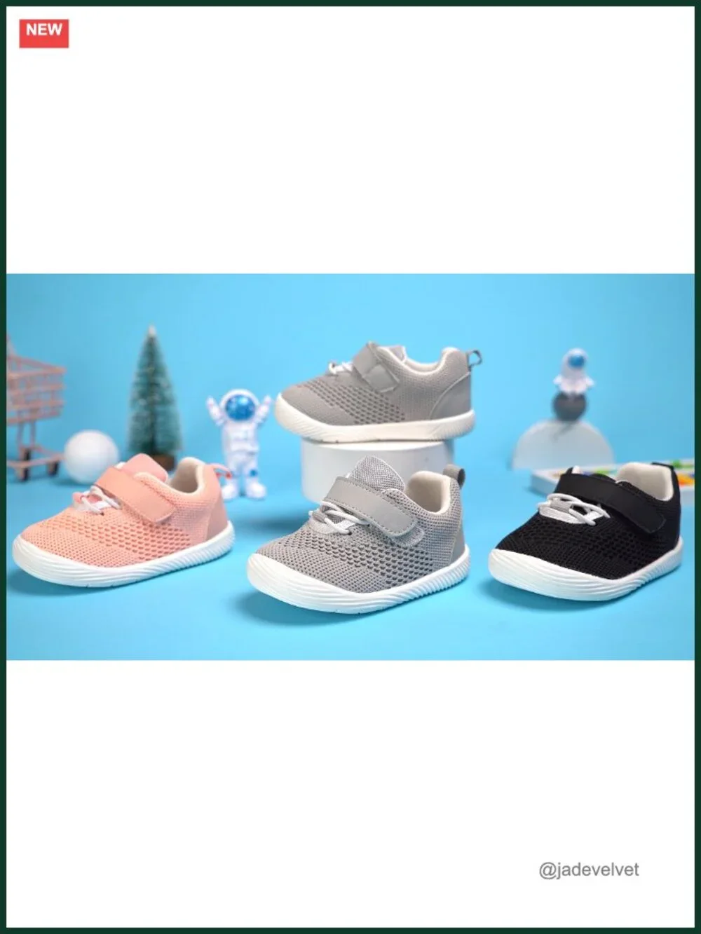 Baby First Walking Shoes Non Slip Soft Sole Sneakers Breathable Hook & Loop